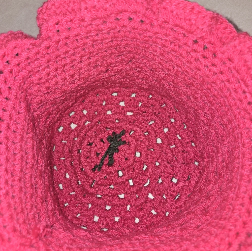 Girl's Raspberry Crochet Bucket Hat - Picture 8 of 15